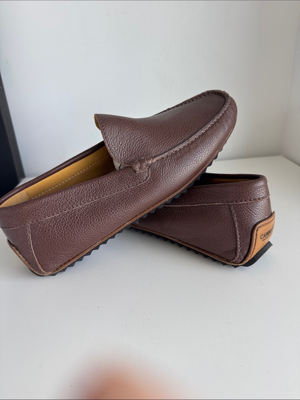 Caporicci Men’s Brown Leather Slip-On Loafers